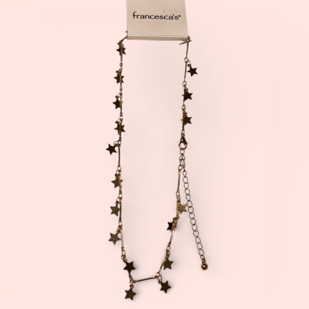 Francesca’s Gold Tone Star Charm Choker Celestial NWT